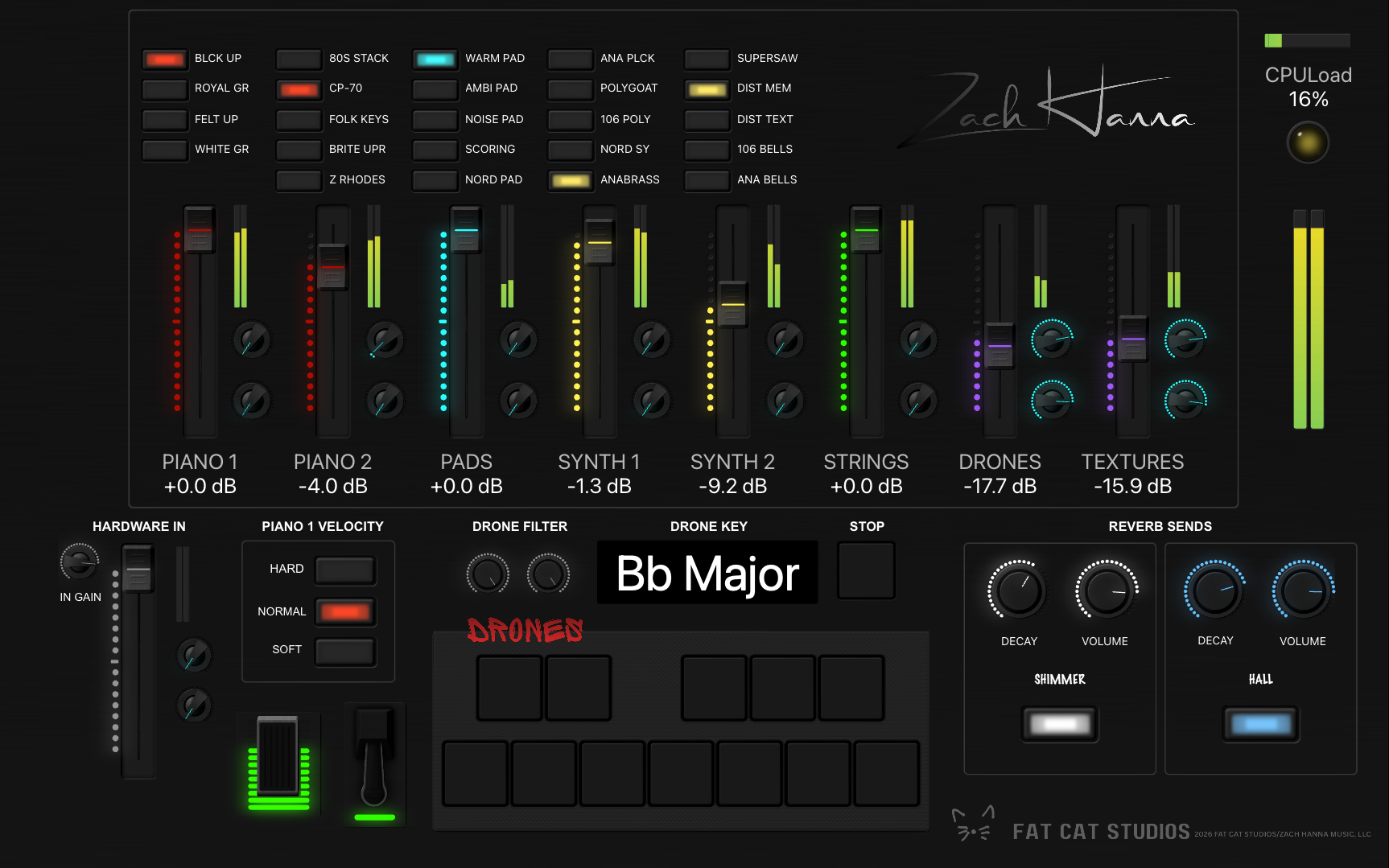 KEYS FOR MAINSTAGE — Fat Cat Studios - Zach Hanna Music